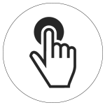 Icon einer Hand, die auf einen Knopf drückt