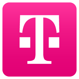 Telekom Abbildung Weißes T auf Magenta gefärbten Hintergrund