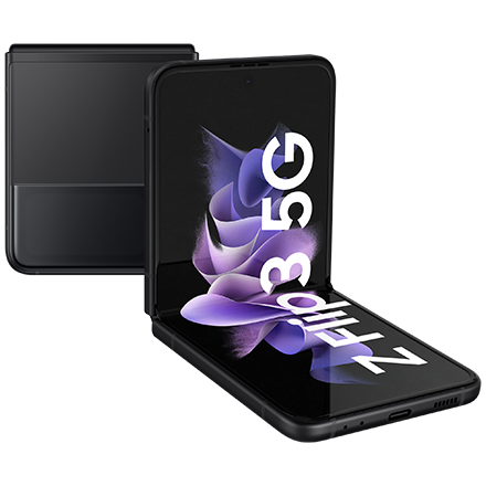 Geräteabbildung Galaxy Z Flip3 5G Schwarz auf- und zugeklappt