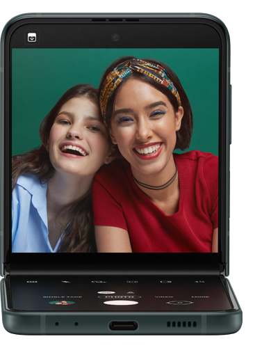 Samsung Galaxy Z Flip3 5G Flex-Modus Smartphone aufgestellt 