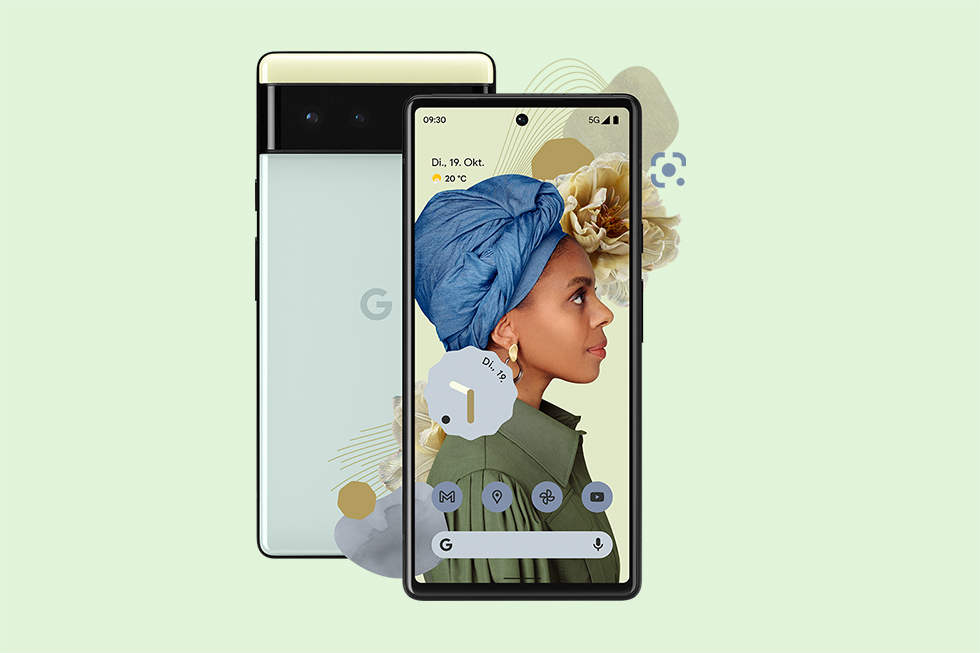 Front- und Rückansicht eines Google Pixel 6 Phone.