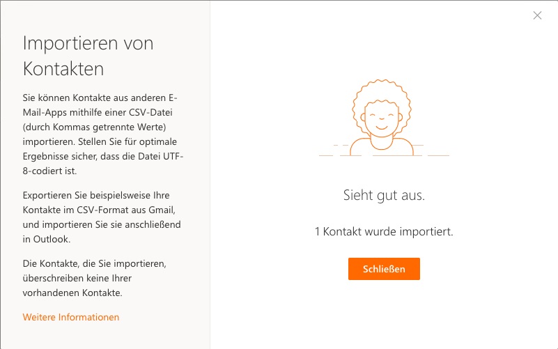Import von Office 365 Kontakten per CSV (Screeenshot 04)