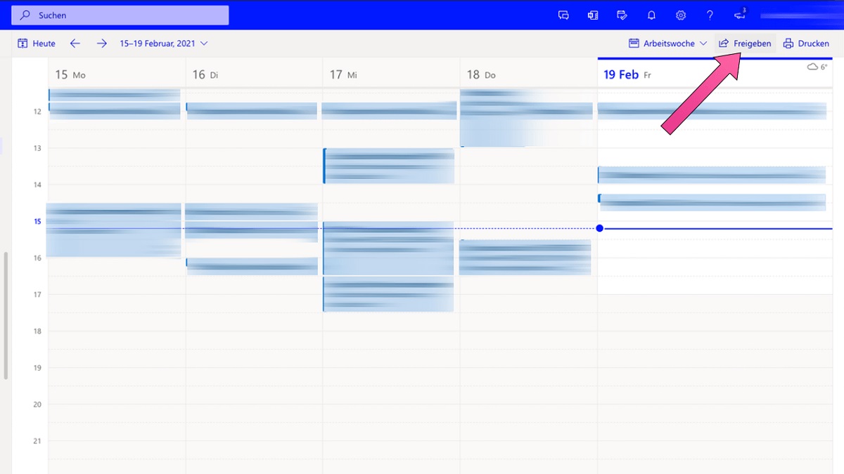 Microsoft 365 Kalender freigeben: Schritt 2
