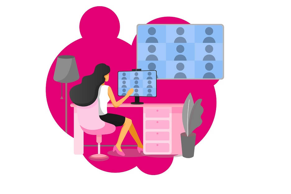 Illustration von Frau in Microsoft Teams Meeting