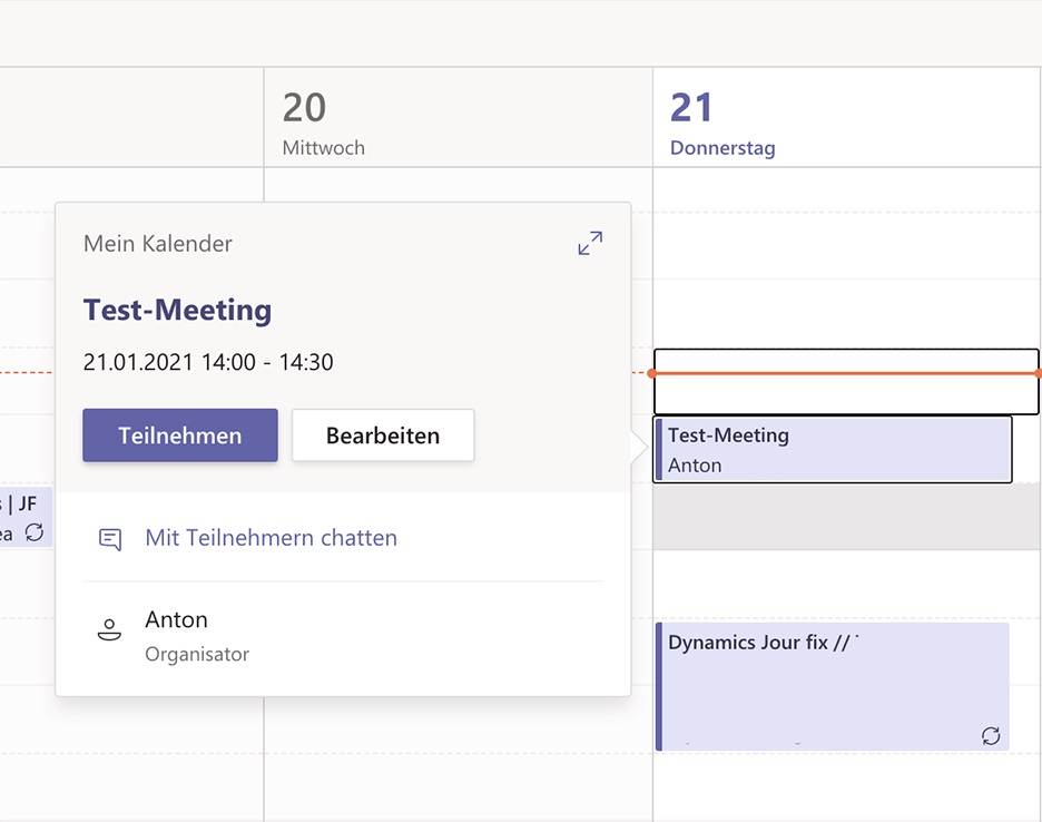 Microsoft Teams: Über Kalender an Konferenzen teilnehmen