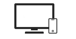 Icon von einem Bildschirm und einem mobilen Endgerät, symbolisch für mobiles Arbeiten.