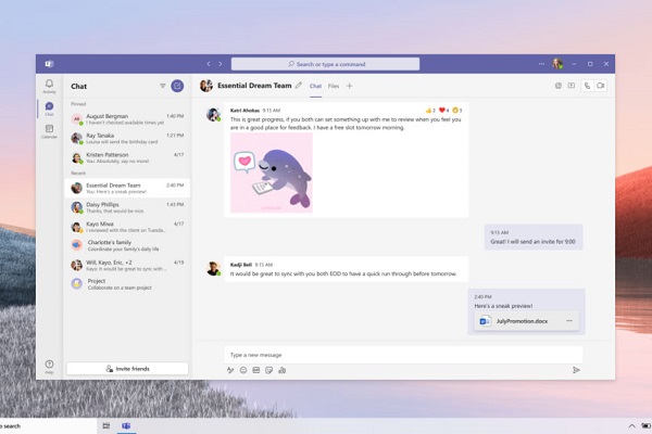 Microsoft Teams Essentials Chat Screenshot