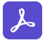 Adobe Acrobat Sign Logo: Lilanes abgerundetes Quadrat mit weißem geschwungenen Adobe A