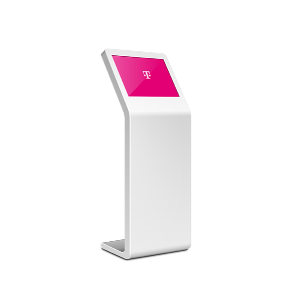 Information Terminal showing the Telekom logo on a magenta background