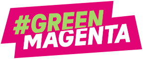 Logo mit Schriftzug #GreenMagenta