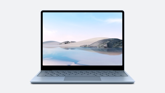 Frontansicht eines aufgeklappten Surface Laptop Go
