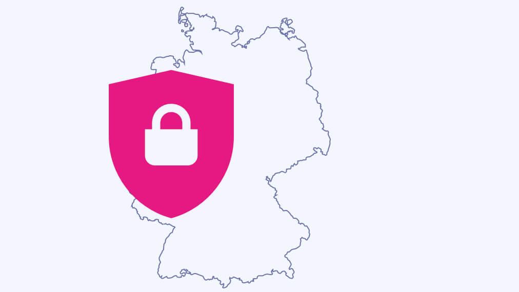 Deutschlandkarte mit Magenta Sicherheitsicon