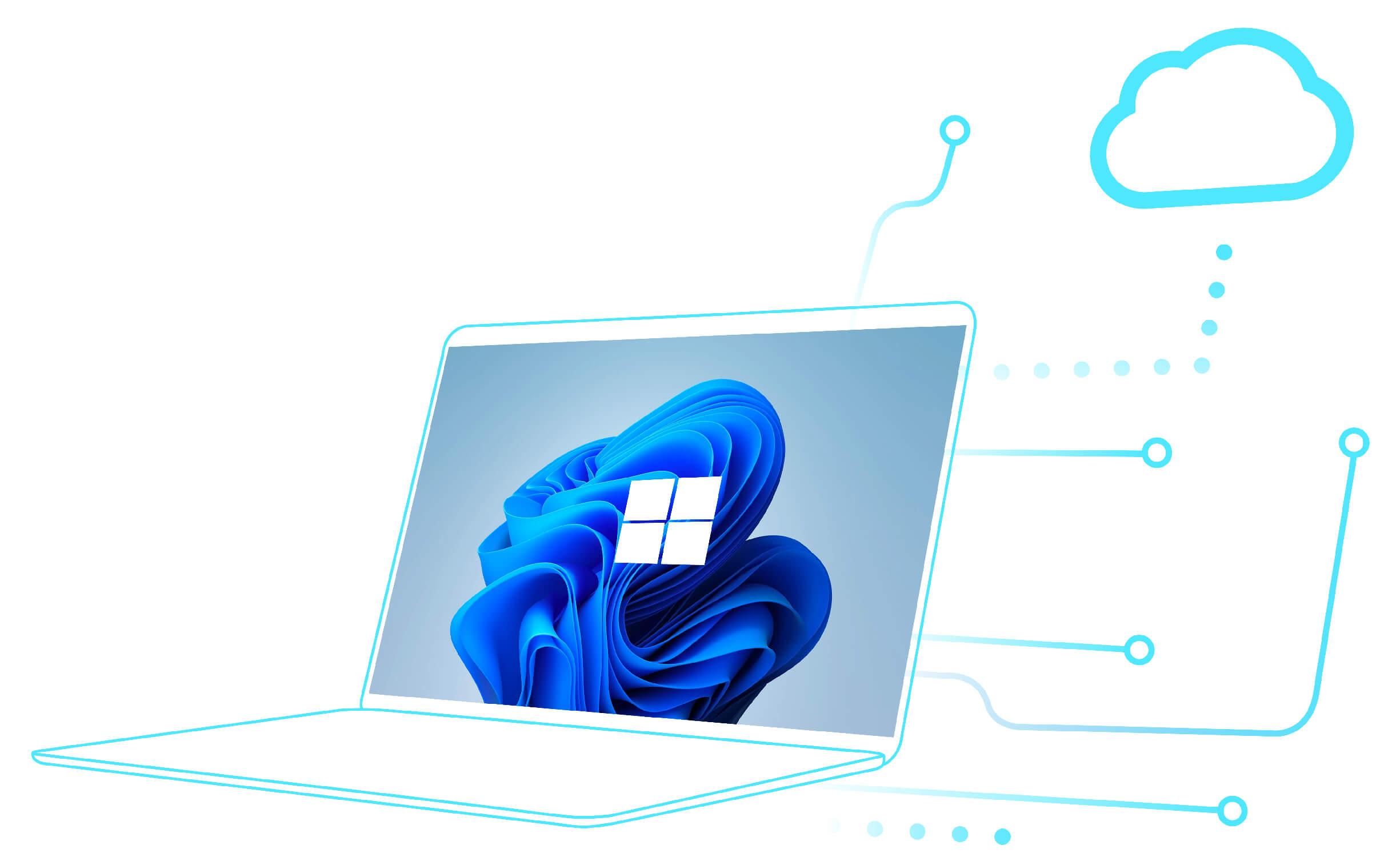 Laptop mit Windows Logo als Hintergrundbild