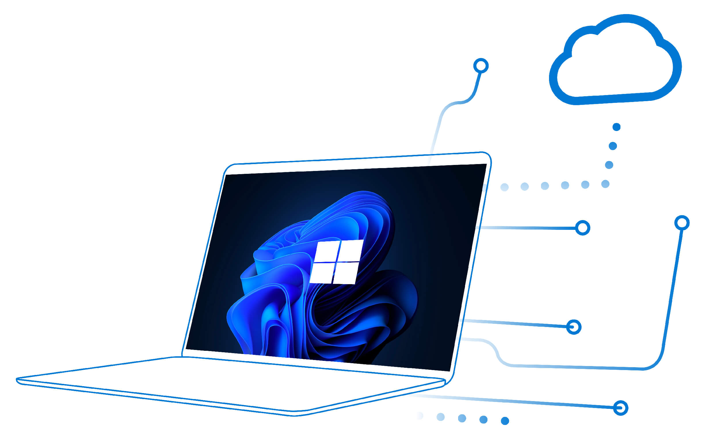 Laptop mit Windows Logo als Hintergrund