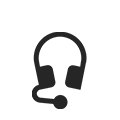 Schwarze Umrisse eines Headsets symbolisch für Live-Event-Support und weitere Funktionen