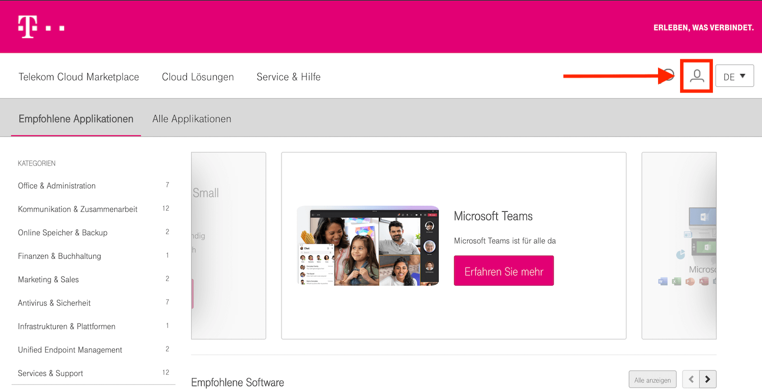 Account im Telekom Cloud Marketplace anlegen