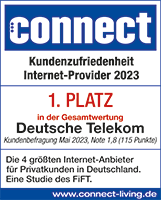 Connect Kundenzufriedenheit Internet-Provider-2023- 1. Platz in der Gesamtwertung- Deutsche Telekom