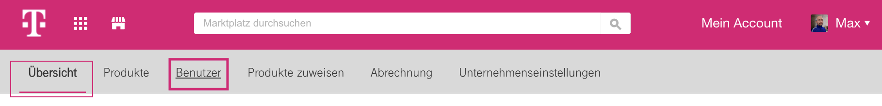 Wie kann ich weitere Personen zu einem Account im Telekom Cloud Marketplace hinzufügen? (Screenshot Schritt 3)