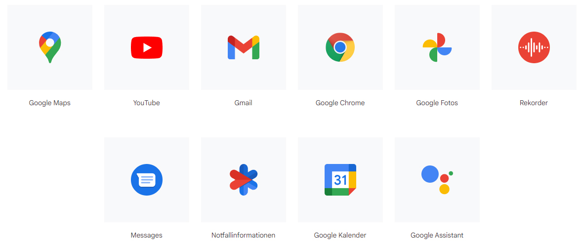 Abbildung Google Pixel Apps