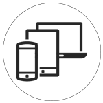Icon mit einem Laptop, Tablet und Smartphone