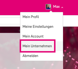 Screenshot Mein Konto Telekom Cloud Marketplace