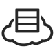 Icon-Komposition bestehend aus Cloud und Rechenzentrum