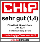 Testsiegel Chip Samsung Galaxy Z Flip6 mit 1,4 Bewertung