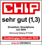Testsiegel Chip Samsung Galaxy Z Fold6 mit 1,3 Bewertung
