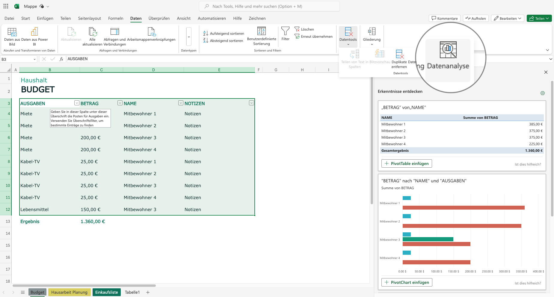 KI-Funktionen in Excel