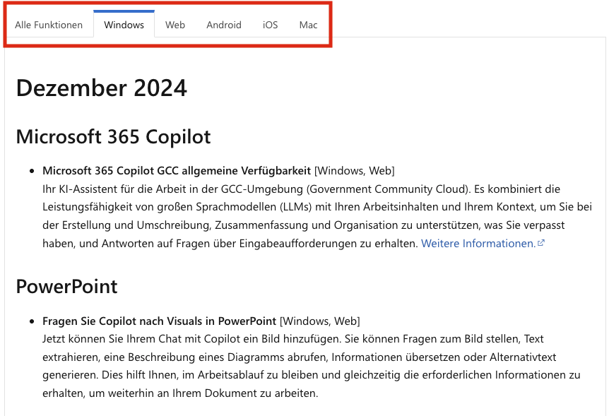 Neuerungen im Dezember 2024 bei Microoft 365 Copilot