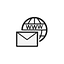 Schwarze Umrisse eines Briefumschlages im WWW, symbolisch für umfangreiche E-Mail Funktionen