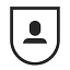Schildförmiger Umriss mit Kopf und Schultern eines Strichmännchens, symbolisch für Datenschutz