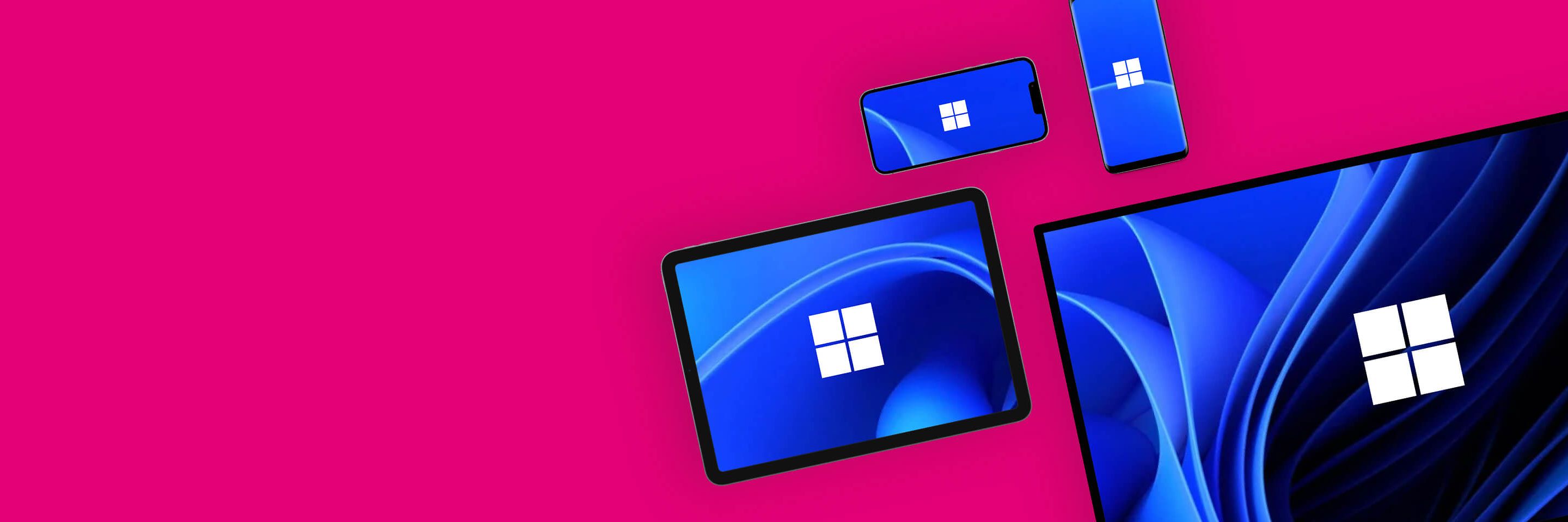 Desktop, Tablet und Smartphone mit Windows 365 Logo