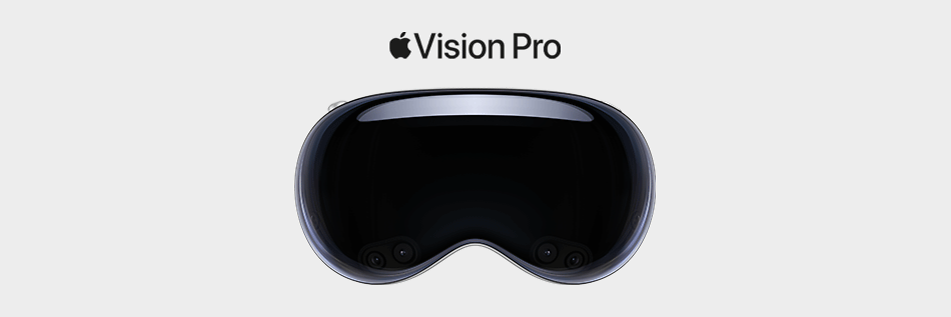 Produktabbildung der Apple Vision Pro mit Logo