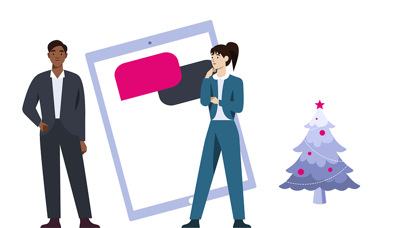 Zwei Personen mit Tablet