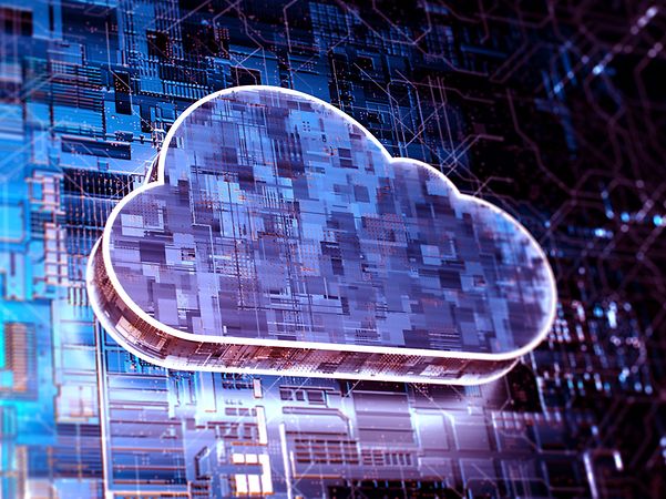 Darstellung einer Cloud auf blauem Hintergrund, für DevOps-as-a-Service