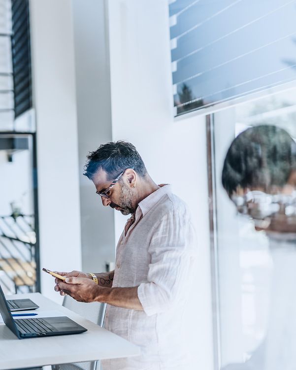 Man checks his emails