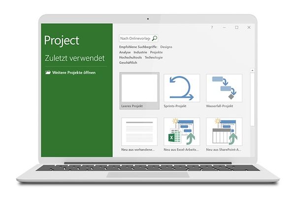 Screenshot: Project Online: Quickly create new project plans using available templates