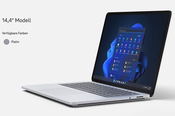 View of an opened Surface Laptop Studio including keyboard