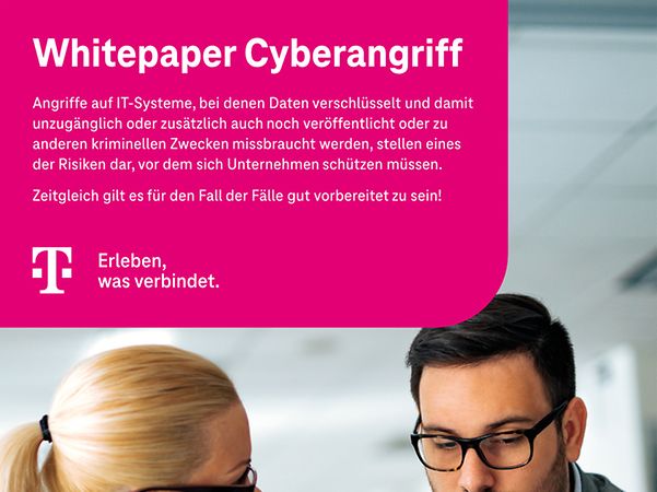Cover of the white paper, showing two people sitting at a table with a laptop, analysing a document