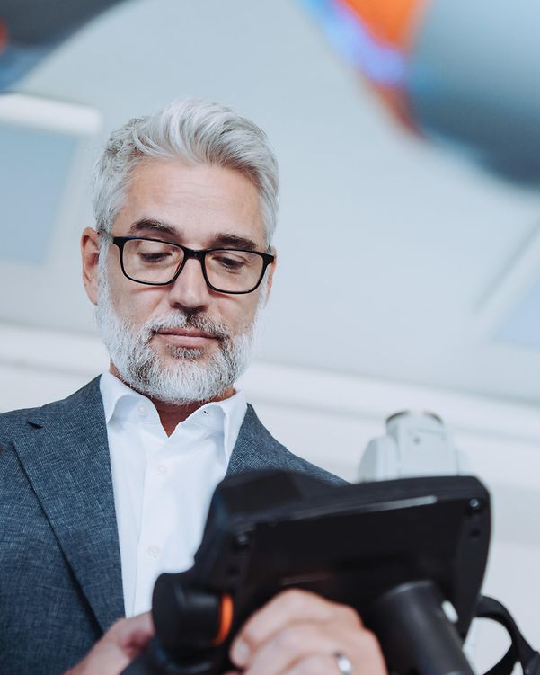 A man works on an AI