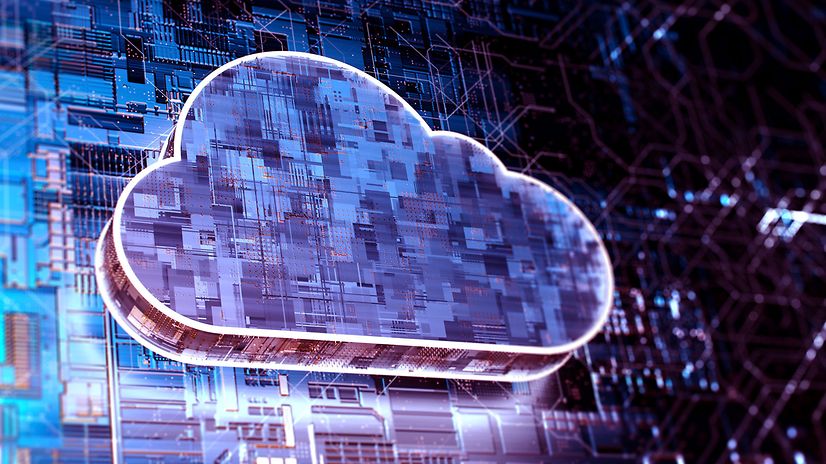 Depiction of a cloud on a blue background, for DevOps-as-a-Service