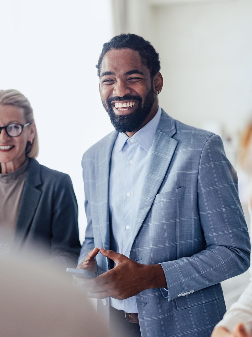 Diverse group of professionals working together in a modern office