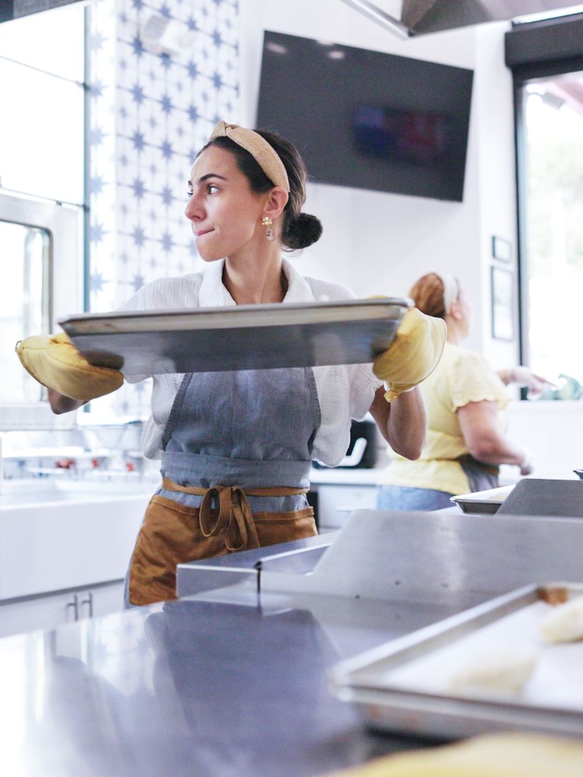 Young companies in Bisto prepare food orders.