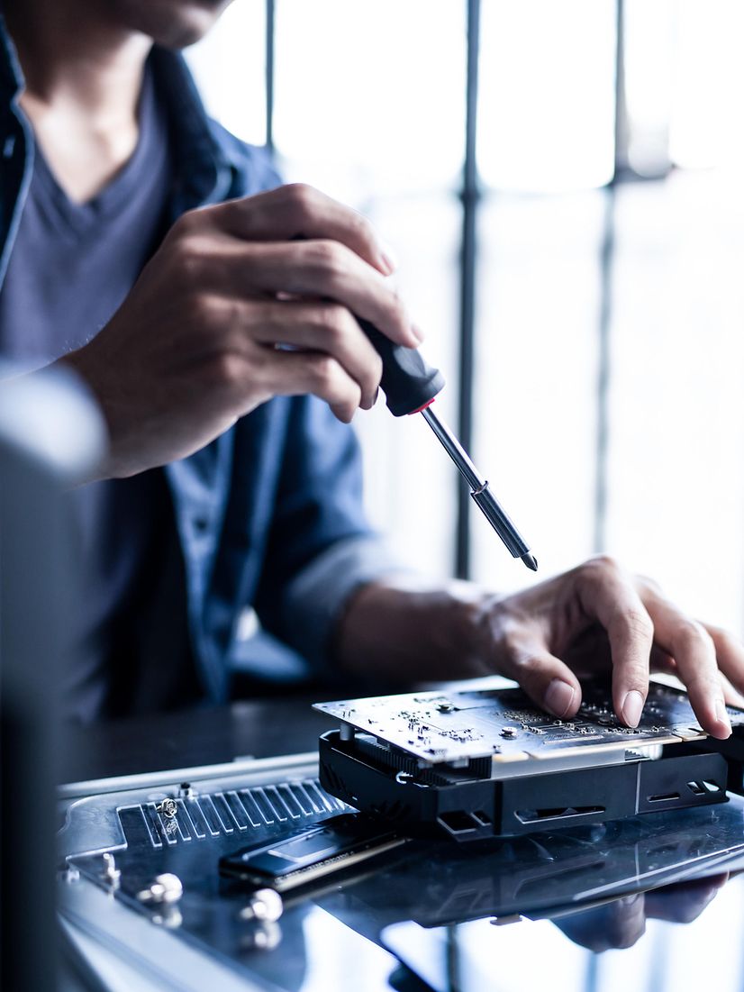 Hard drive is being assembled