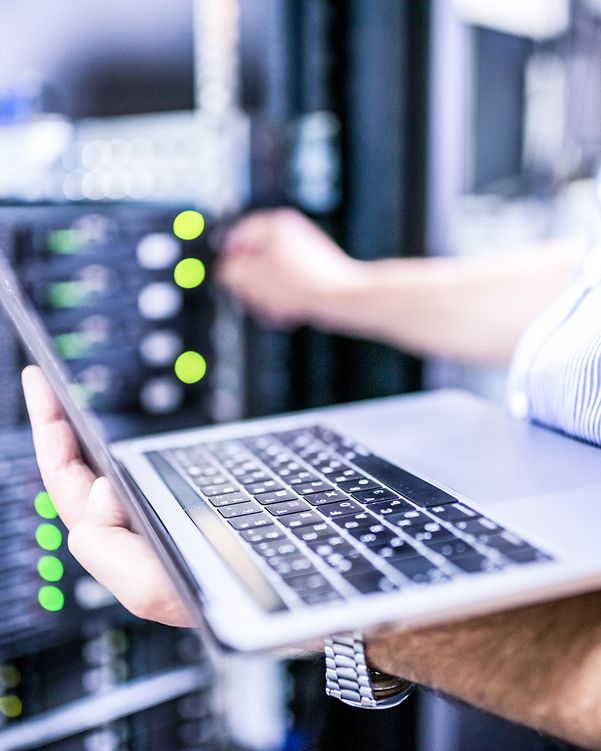 Laptop kept in a data centre.