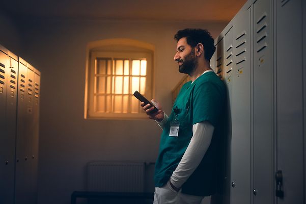 Caregiver documents his work in the employee app