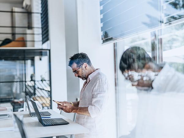 Employees participate in a webinar