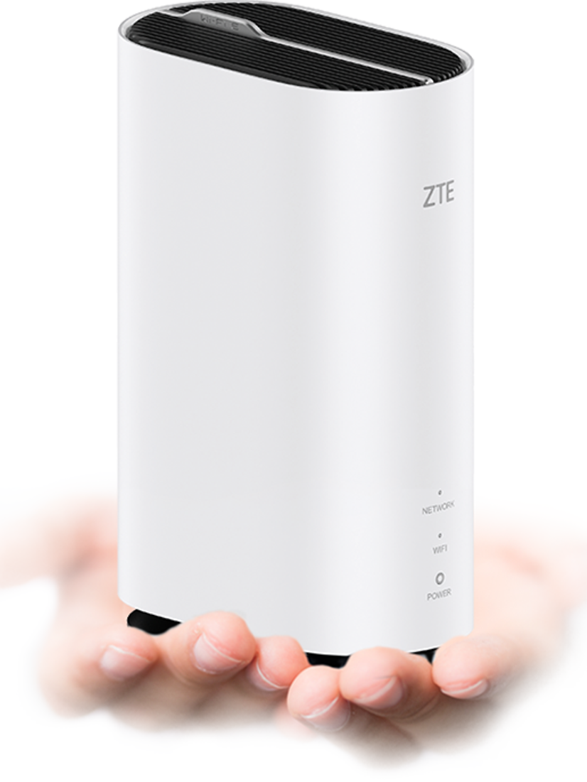 ZTE mobile router is held in one hand.
