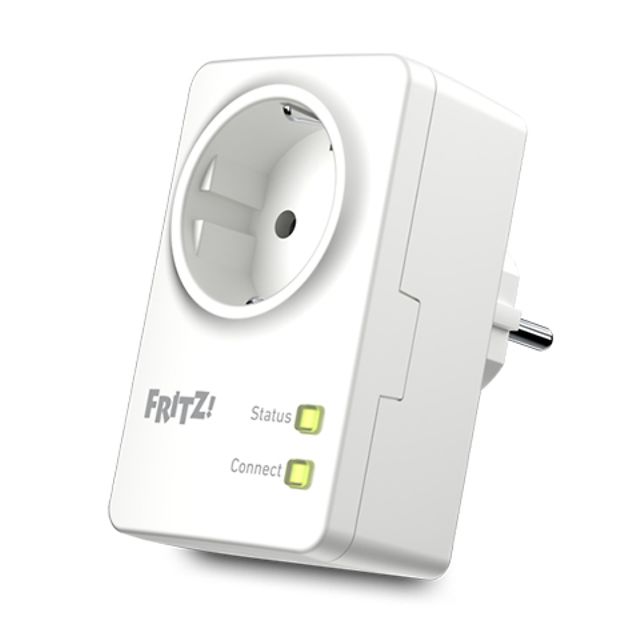 FRITZ!DECT Repeater 100 vor weißem Hintergrund